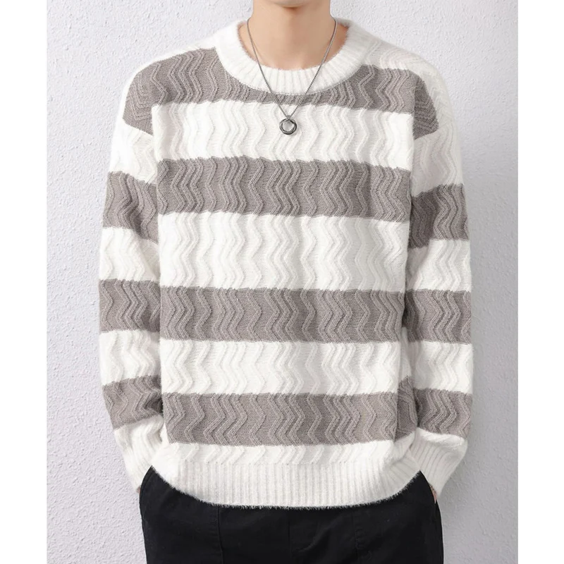 Herren Grobstrickpullover mit Wellenmuster Drune