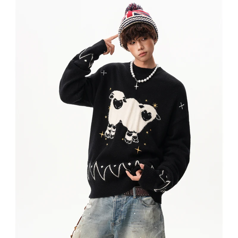 Herren Grobstrickpullover mit tierischem Motiv Drune