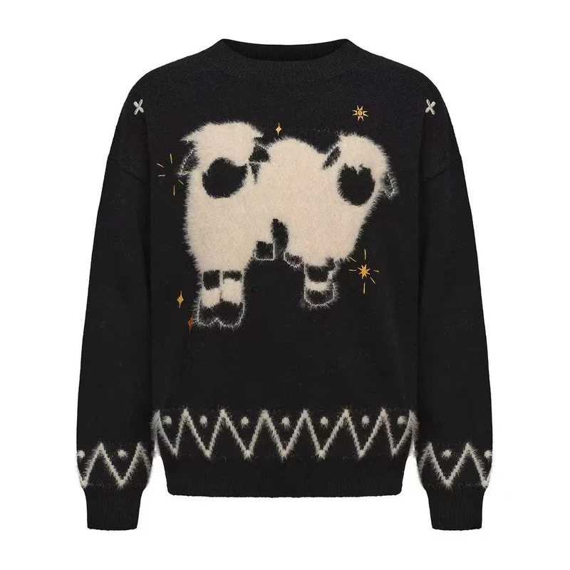 Herren Grobstrickpullover mit tierischem Motiv Drune
