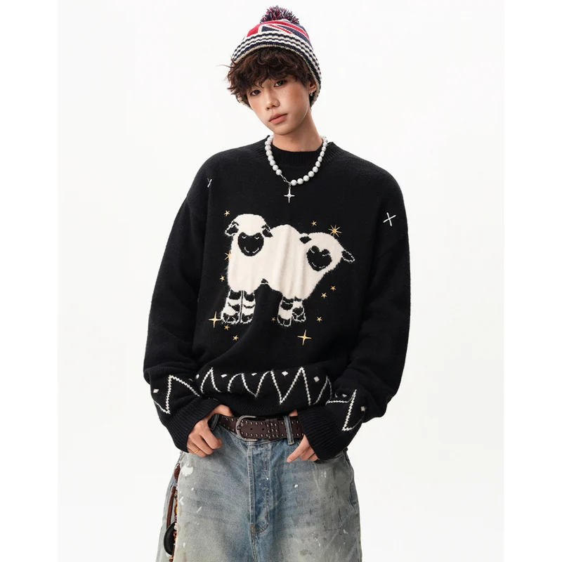 Herren Grobstrickpullover mit tierischem Motiv Drune