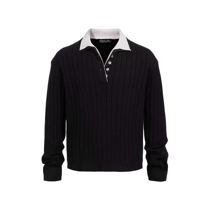 Herren Grobstrickpullover mit Polokragen Drune
