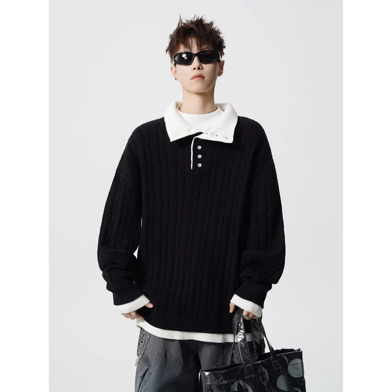 Herren Grobstrickpullover mit Polokragen Drune