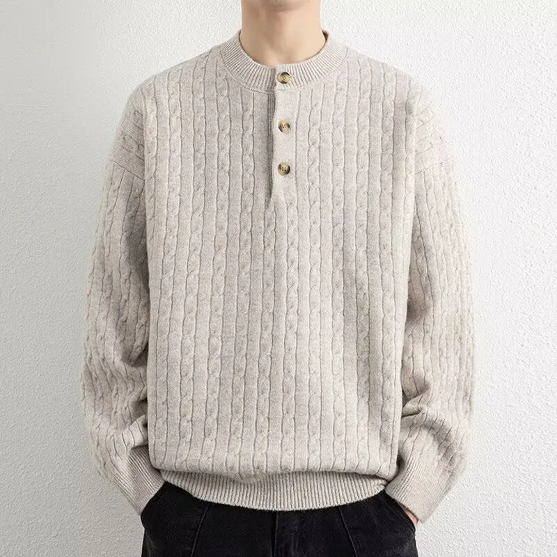 Herren Grobstrickpullover mit Knopfleiste Drune 1787964769