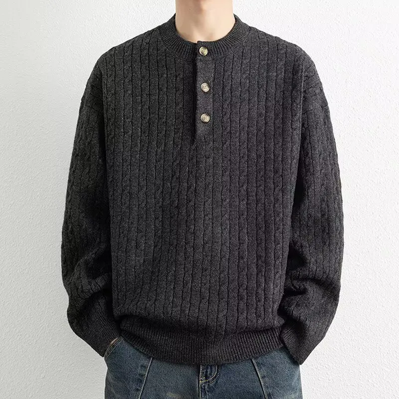 Herren Grobstrickpullover mit Knopfleiste Drune 1787964769