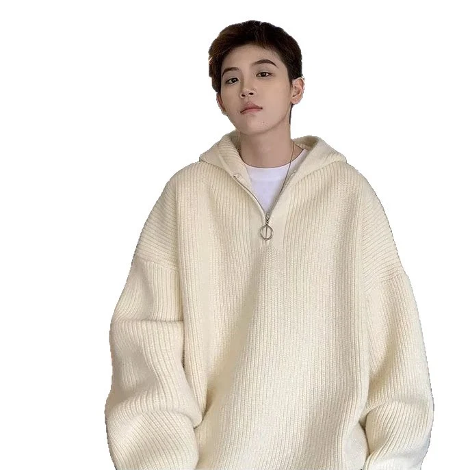 Herren Grobstrickpullover mit Kapuze und Reißverschluss Drune