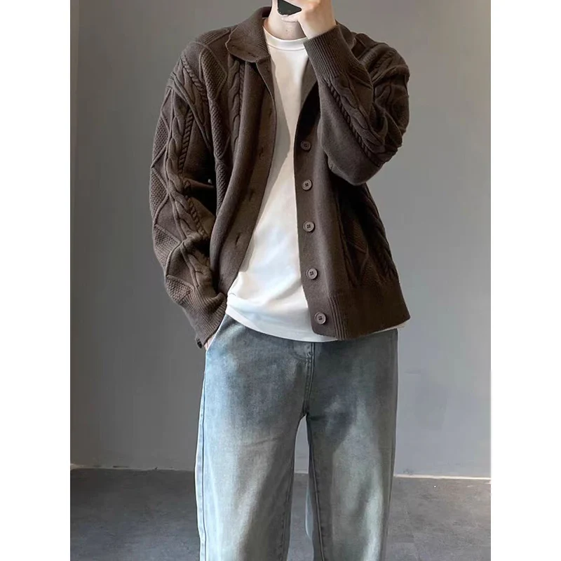 Herren Grobstrickjacke mit Kabelmuster Drune