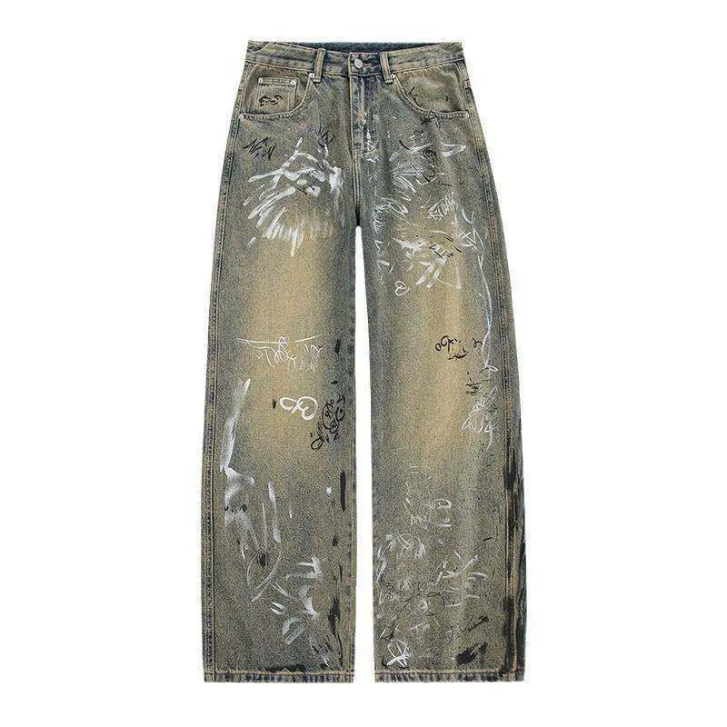 Damen Modische Graffiti Jeans Drune