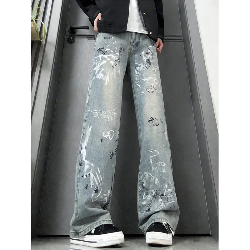 Damen Modische Graffiti Jeans Drune
