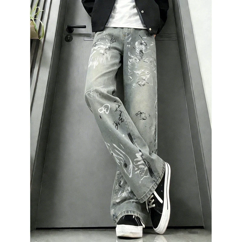 Damen Modische Graffiti Jeans Drune