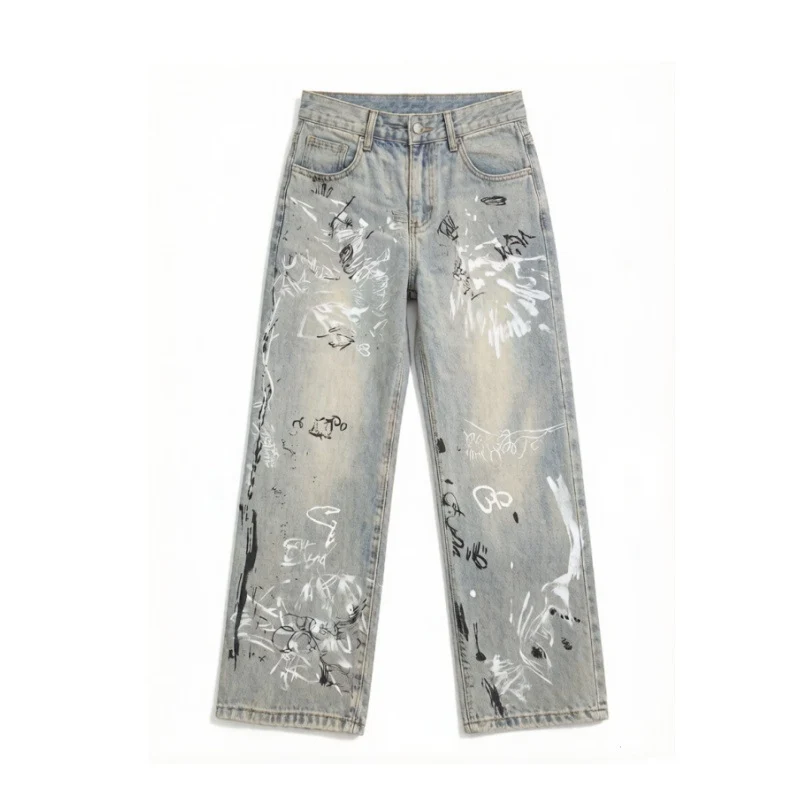 Damen Modische Graffiti Jeans Drune