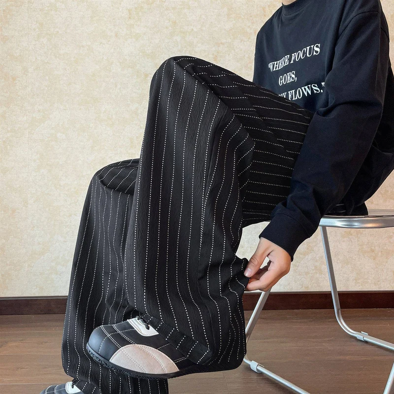 Damen Lässige Weitgeschnittene Streifenhose Drune