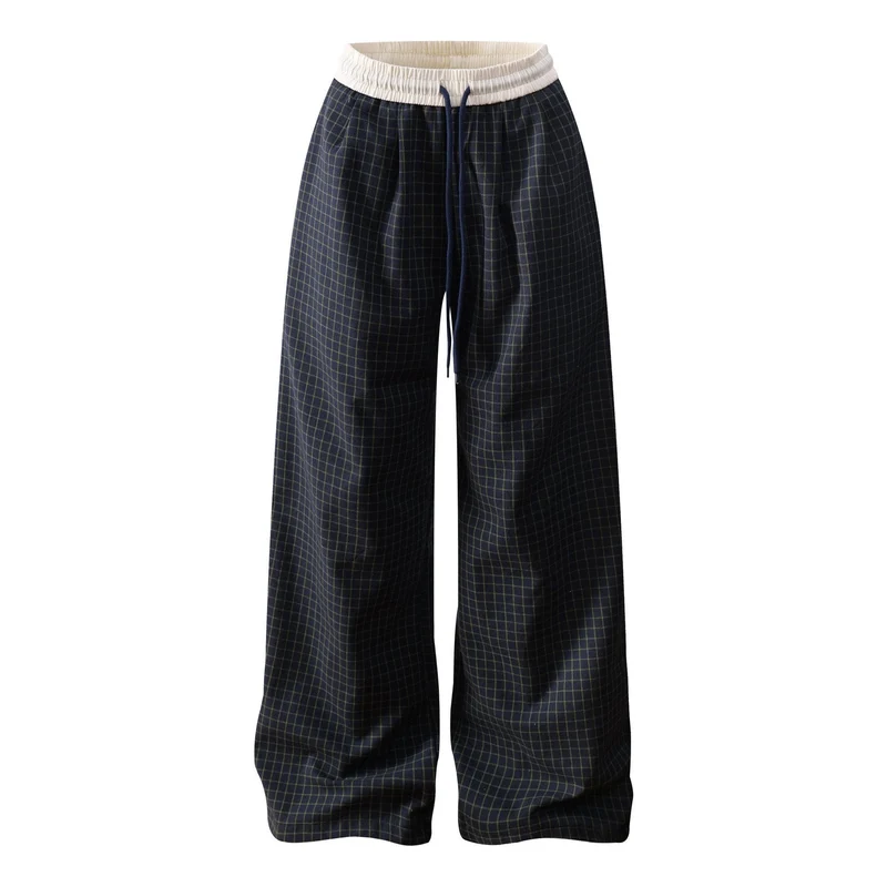 Damen Lässige Karohose mit elastischem Bund Drune