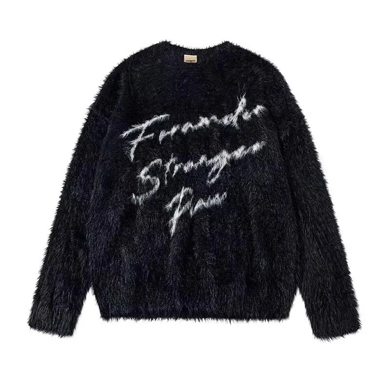 Herren Weicher Kuschelpullover mit auffälligem Schriftzug Drune