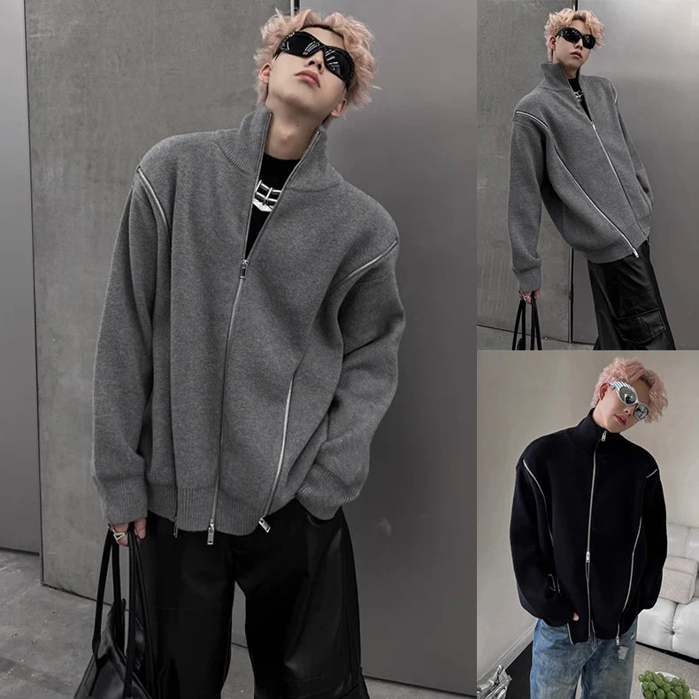 Herren Urbaner Strickpullover mit hohem Kragen Drune