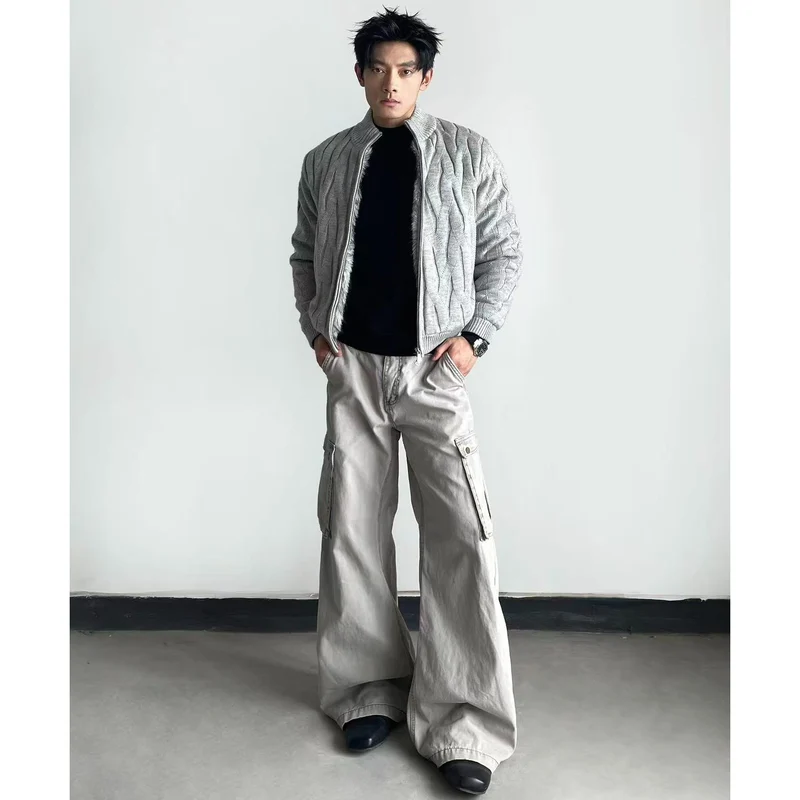 Herren Urbane Strickjacke mit Stehkragen und Reißverschluss Drune