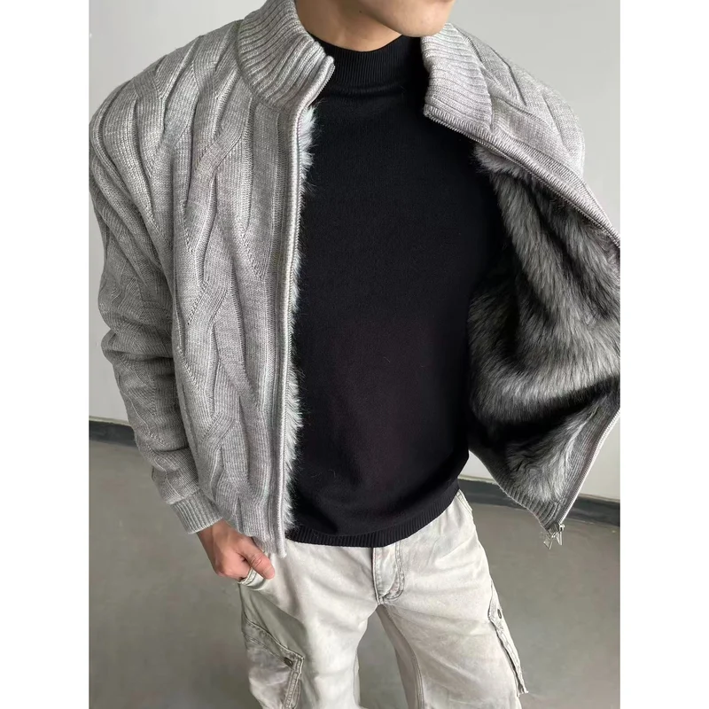 Herren Urbane Strickjacke mit Stehkragen und Reißverschluss Drune