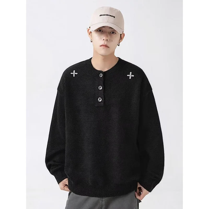 Herren Trendiger Pullover mit Knopfdetails Drune