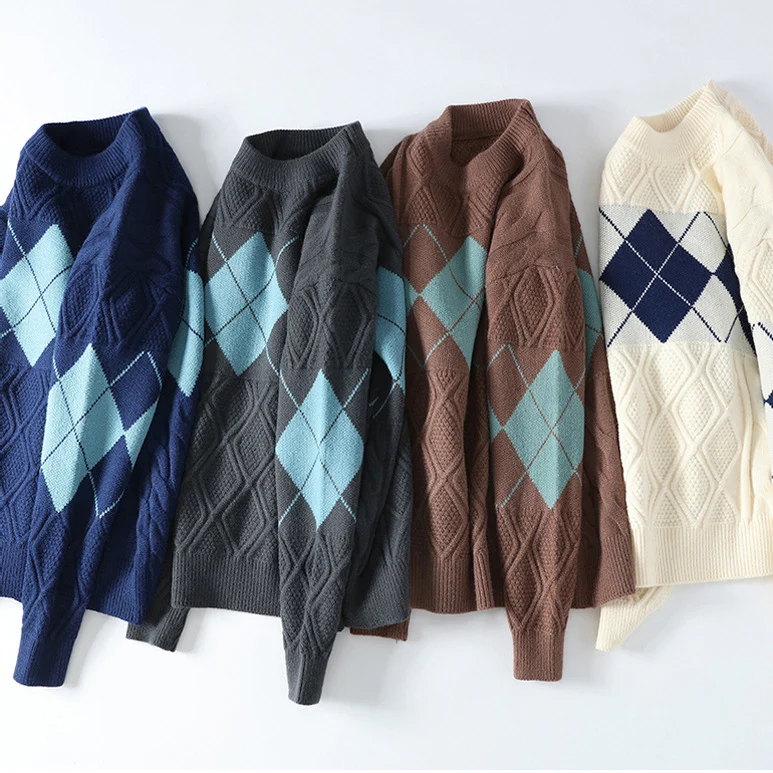 Herren Strickpullover mit diamantförmigem Muster Drune