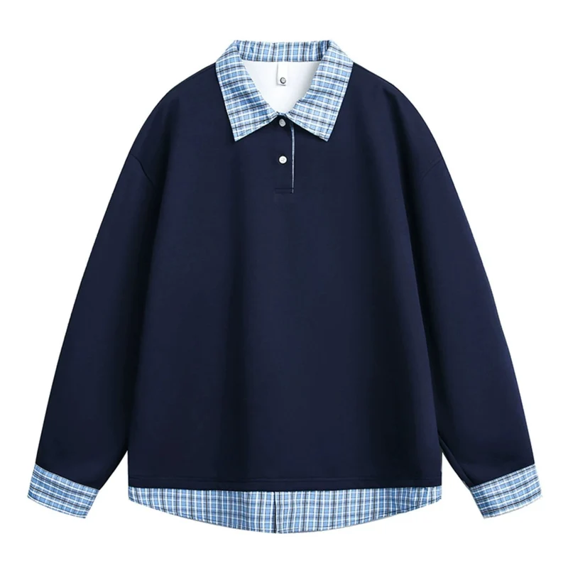 Herren Relaxed Fit Pullover mit abnehmbaren Hemdkragen Drune