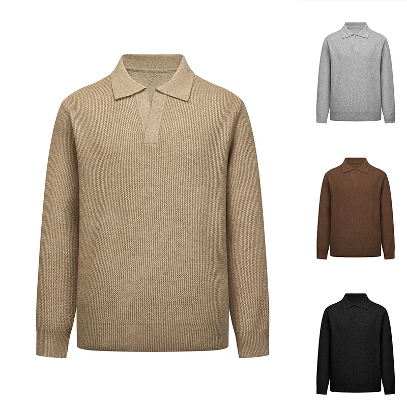 Herren Modisches Langarm Strickpolo Drune