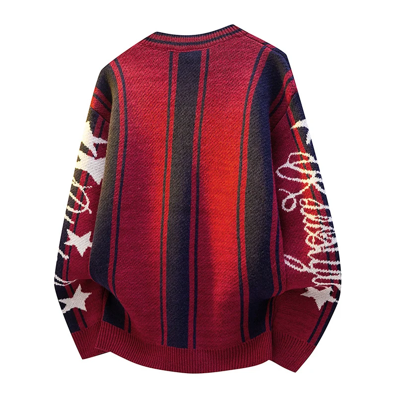 Herren Modischer V-Ausschnitt Pullover mit bunten Streifen Drune