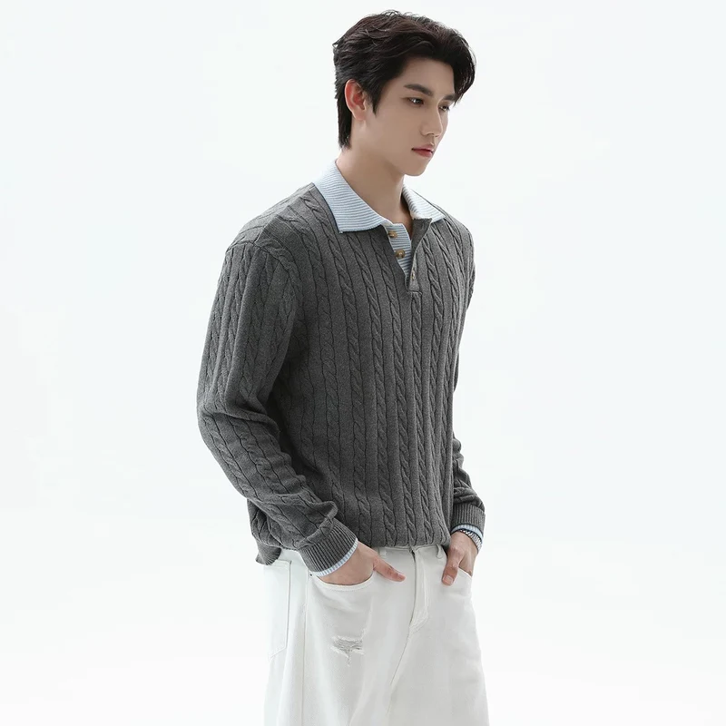 Herren Modischer Strickpullover mit strukturiertem Design Drune