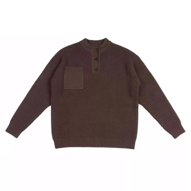 Herren Modischer Strickpullover mit Knopfleiste und Brusttasche Drune