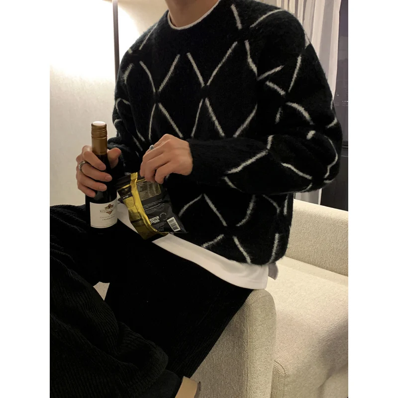 Herren Modischer Strickpullover mit geometrischem Muster Drune