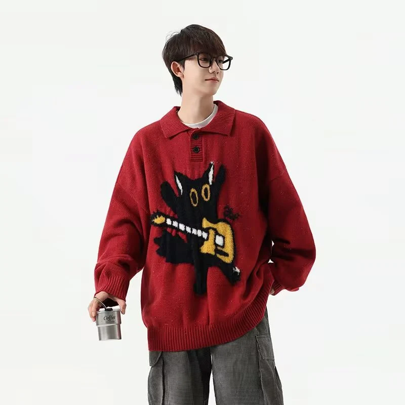 Herren Modischer Pullover mit Kunstmotiv Drune