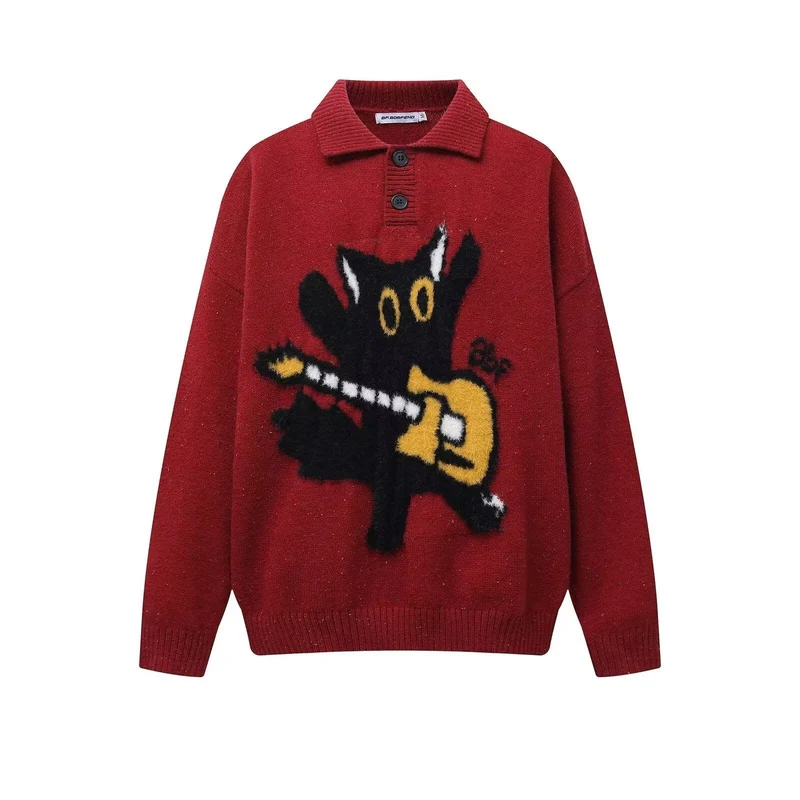 Herren Modischer Pullover mit Kunstmotiv Drune