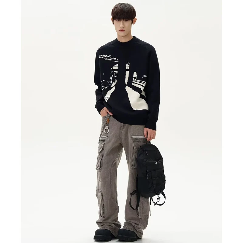 Herren Modischer Pullover mit grafischem Design Drune