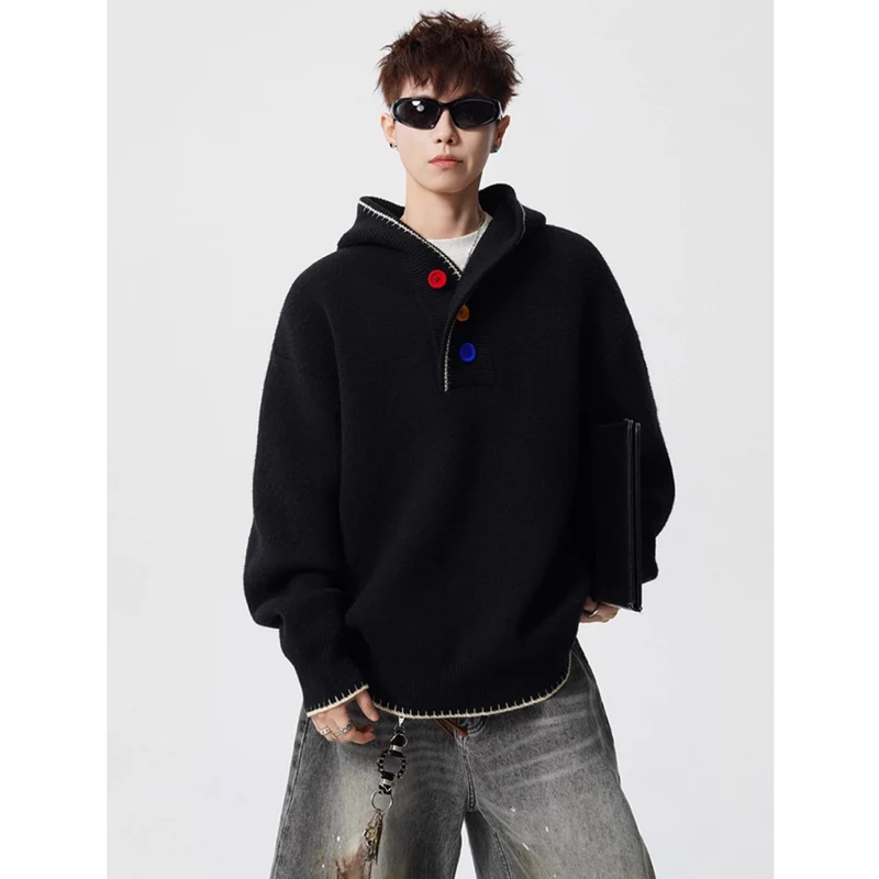 Herren Modischer Oversized-Pullover mit Strickstruktur Drune