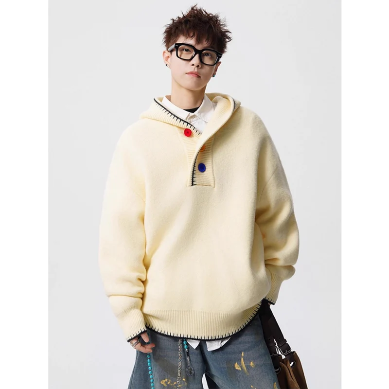 Herren Modischer Oversized-Pullover mit Strickstruktur Drune