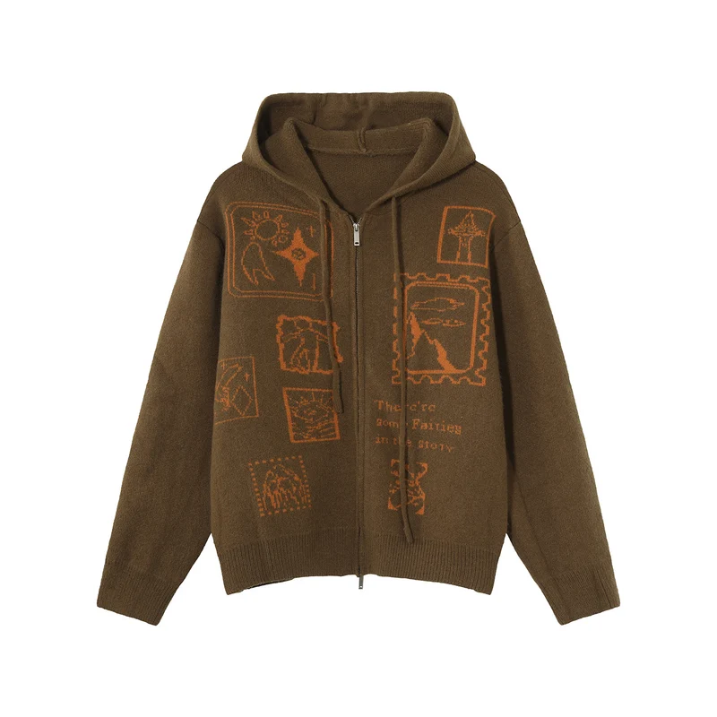 Herren Modischer Kunstfaser-Hoodie mit Reißverschluss Drune