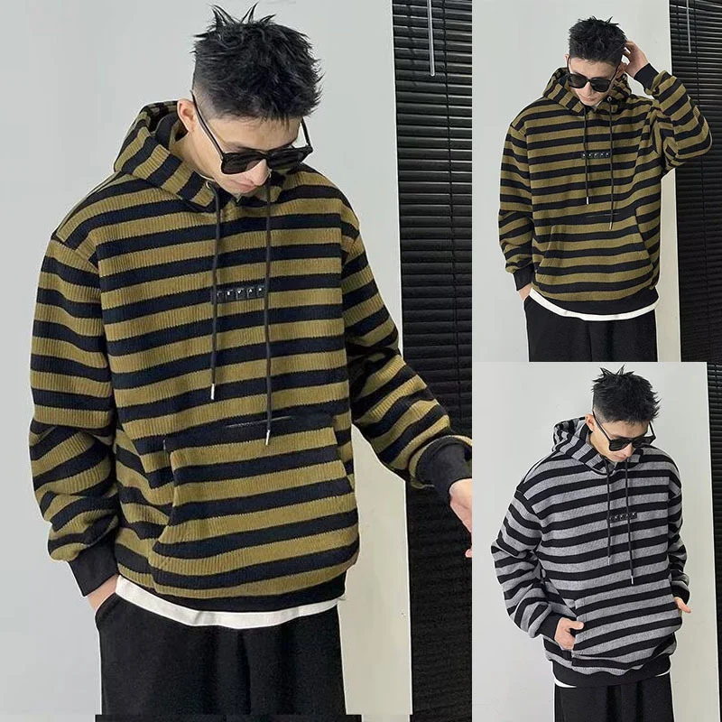 Herren Modischer Hoodie mit Streifenmuster Drune