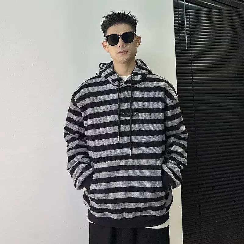 Herren Modischer Hoodie mit Streifenmuster Drune