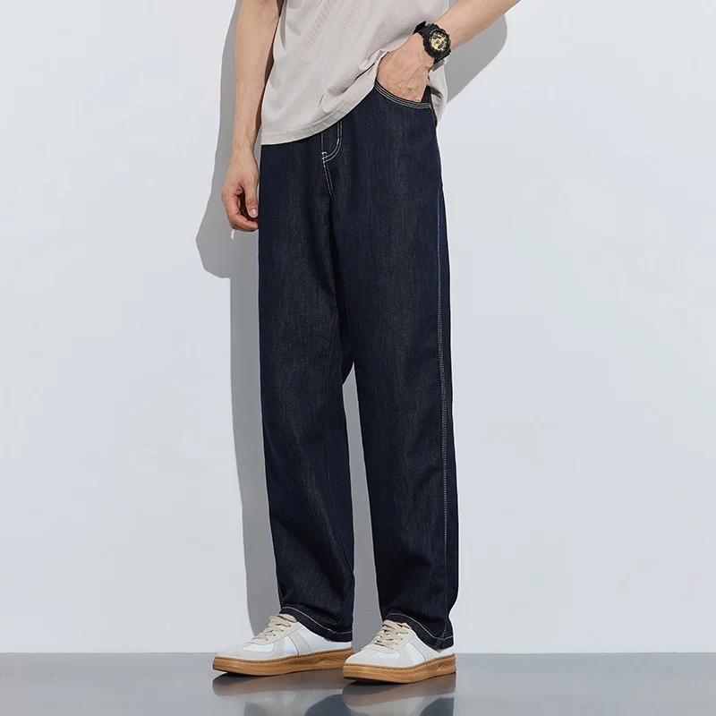 Herren Bequeme und lässige Weit geschnittene Denim-Hose Drune