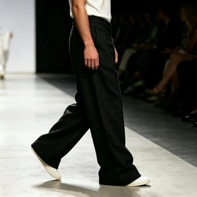 Herren Bequeme und lässige Leinen-Relaxed Fit Hose Drune