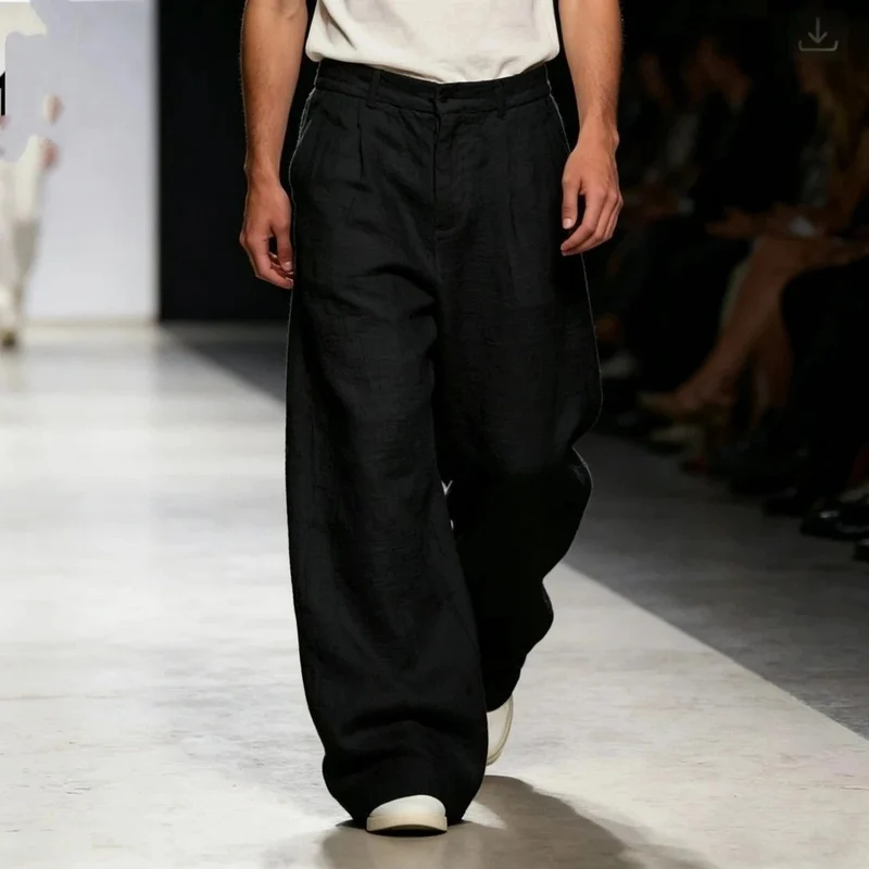 Herren Bequeme und lässige Leinen-Relaxed Fit Hose Drune