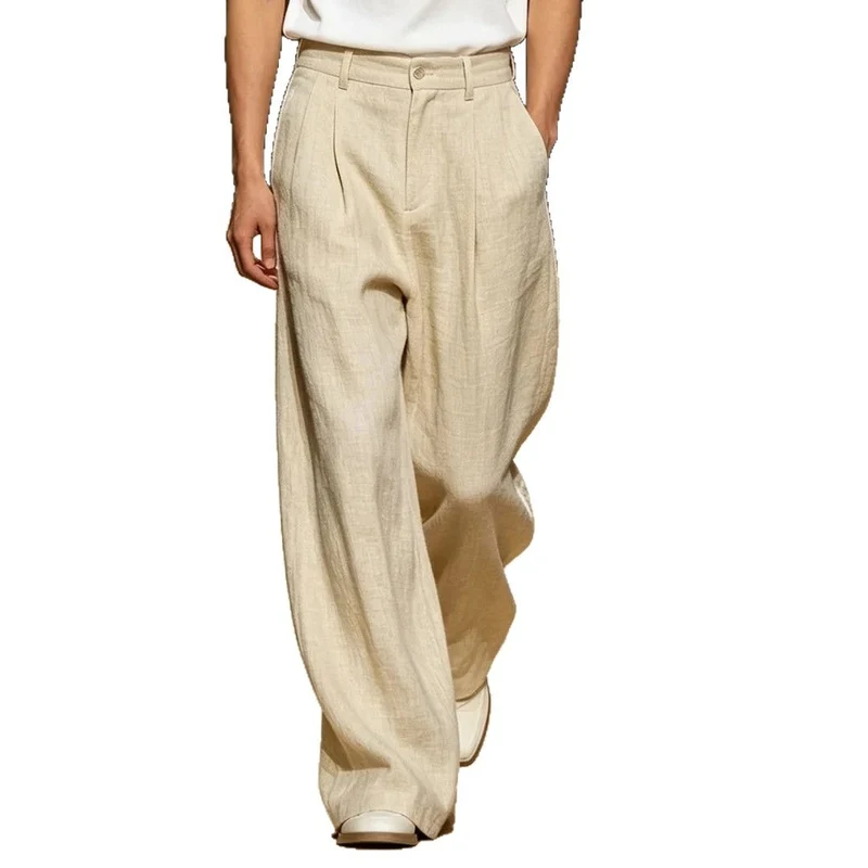 Herren Bequeme und lässige Leinen-Relaxed Fit Hose Drune