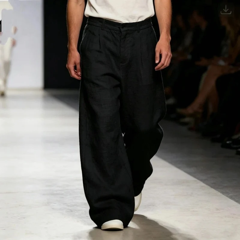 Herren Bequeme und lässige Leinen-Relaxed Fit Hose Drune