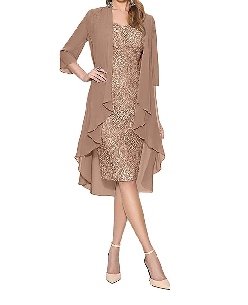 Damen nan Chiffon-Abendkleid mit Bolero und asymmetrischem Lagenrock Drune