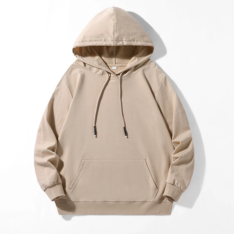 Unisex Oversize Kapuzenpullover aus schwerem Baumwollfleece mit Kängurutasche und verstellbarem Tunnelzug Drune