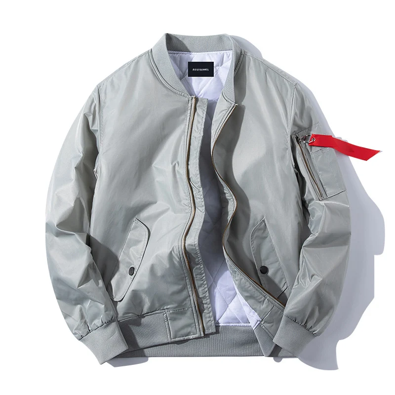 Men's pilot-style insulated zip-front bomber with quilted lining sleeve utility pocket and snap waist pockets Drune