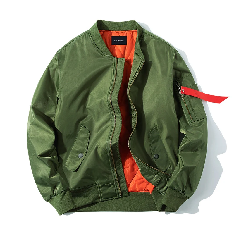 Men's pilot-style insulated zip-front bomber with quilted lining sleeve utility pocket and snap waist pockets Drune