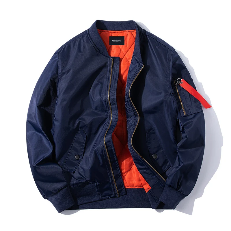 Men's pilot-style insulated zip-front bomber with quilted lining sleeve utility pocket and snap waist pockets Drune