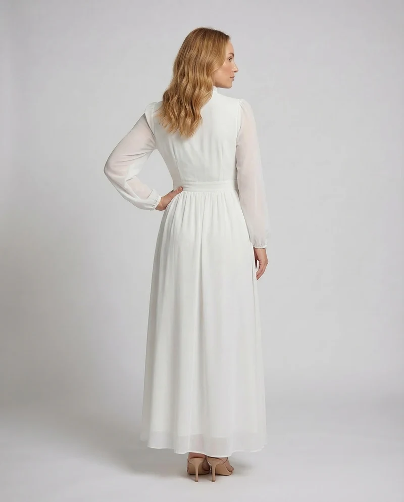 Damen Chiffon Maxikleid Rüschen