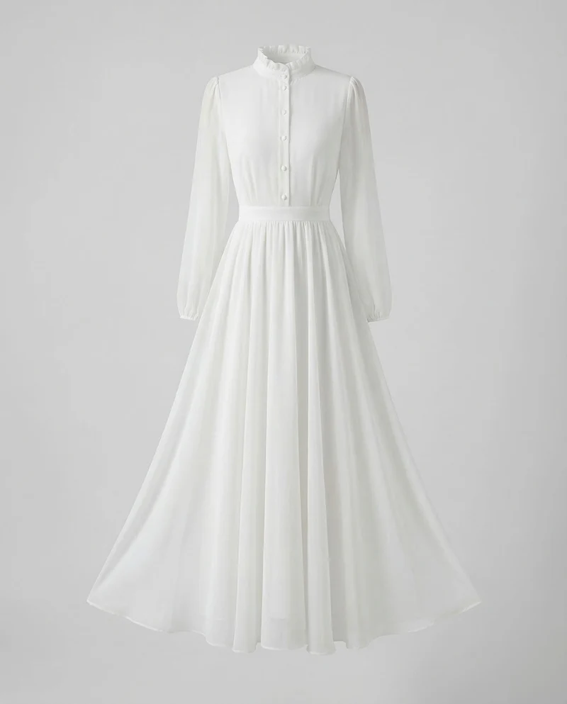 Damen Chiffon Maxikleid Rüschen