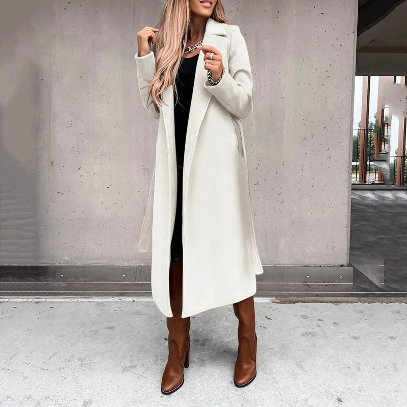 Damen eleganter und warmer Wollmantel Drune