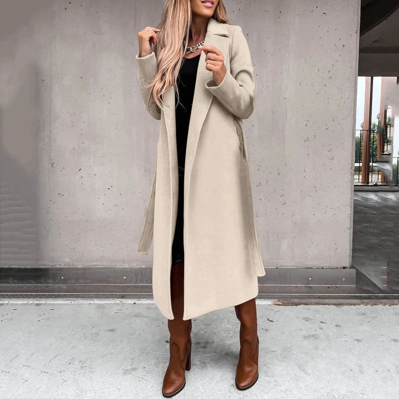 Damen eleganter und warmer Wollmantel Drune